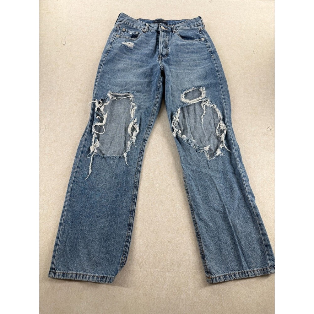 Aéropostale 90s Baggy Jeans Womens 8 Distressed Ripped Medium Wash Button Fly